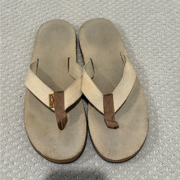 Rainbow canvas Beige and Brown Flip Flops - Picture 1 of 1